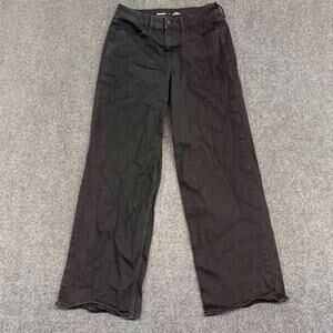 Old Navy Jeans Womens Size 8 Black Denim Wide Leg High Rise Workwear Pants